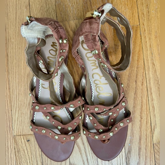 Sam Edelman Suede Gladiators - Caramel/Gold - Picture 5 of 5